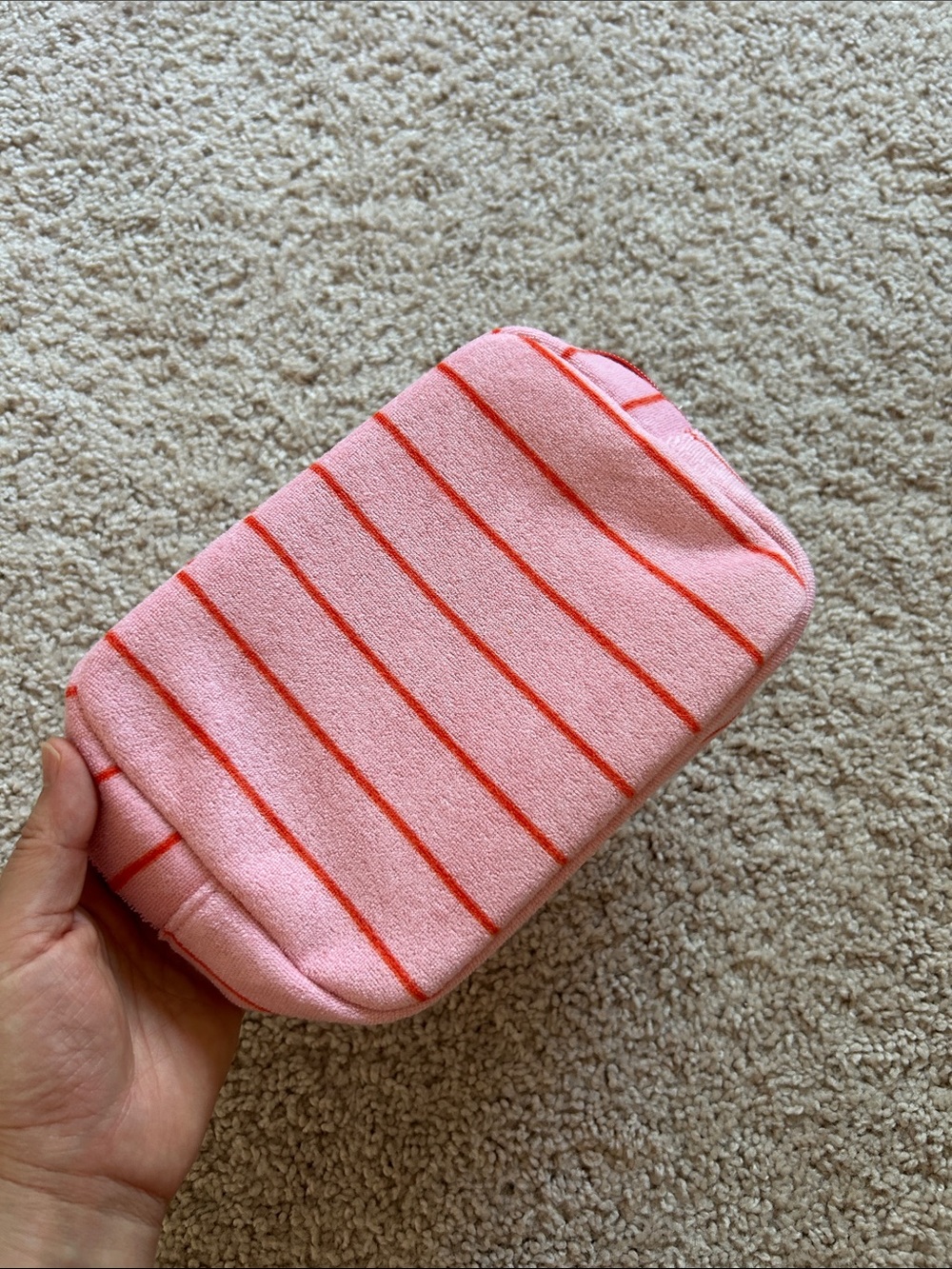 Terry pink makeup bag